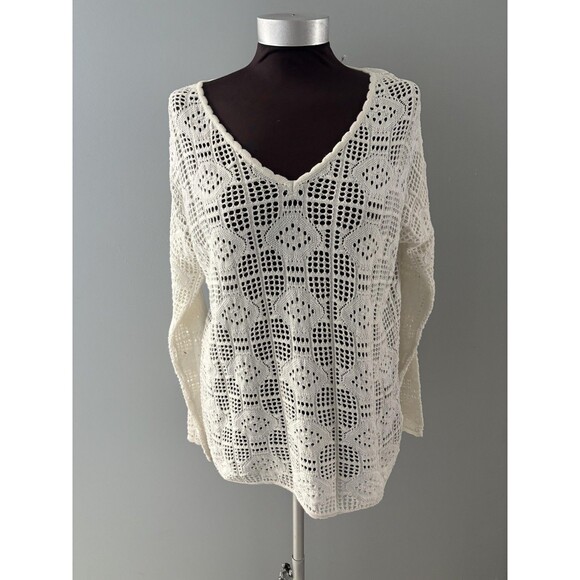 Soft Surroundings Top Womens XS Oversize Crochet Boho Coverup Coastal * - Picture 1 of 16